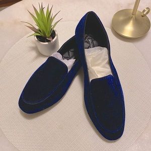 Banana Republic navy velvet slippers loafers NWOT 8